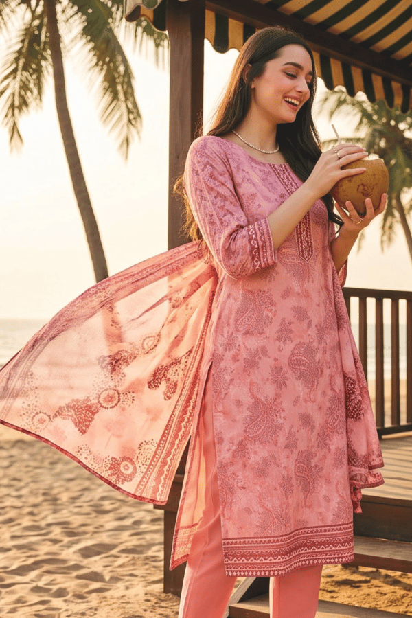 Zesh Digital Printed Cambric Cotton 3 Piece Unstitched Suit