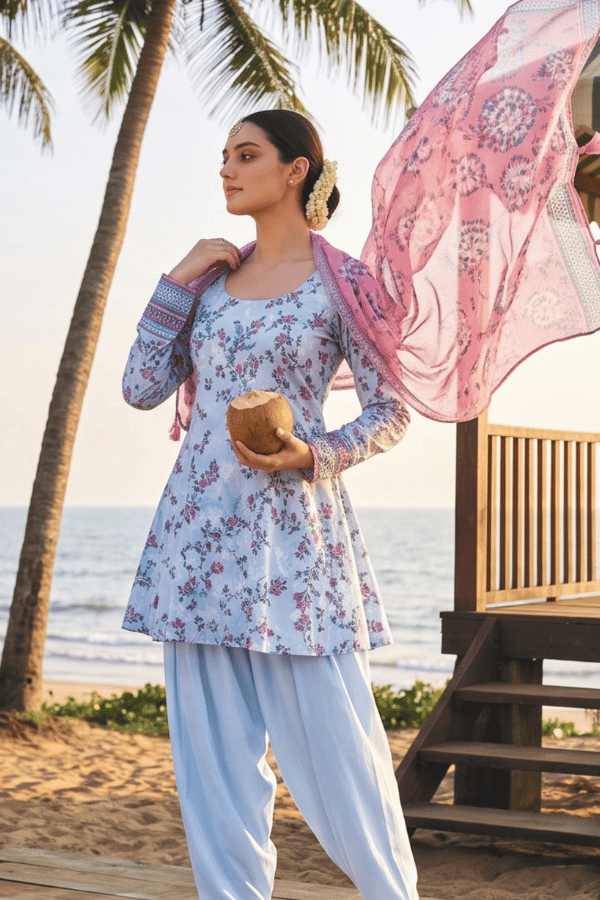 Zesh Digital Printed Cambric Cotton 3 Piece Unstitched Suit