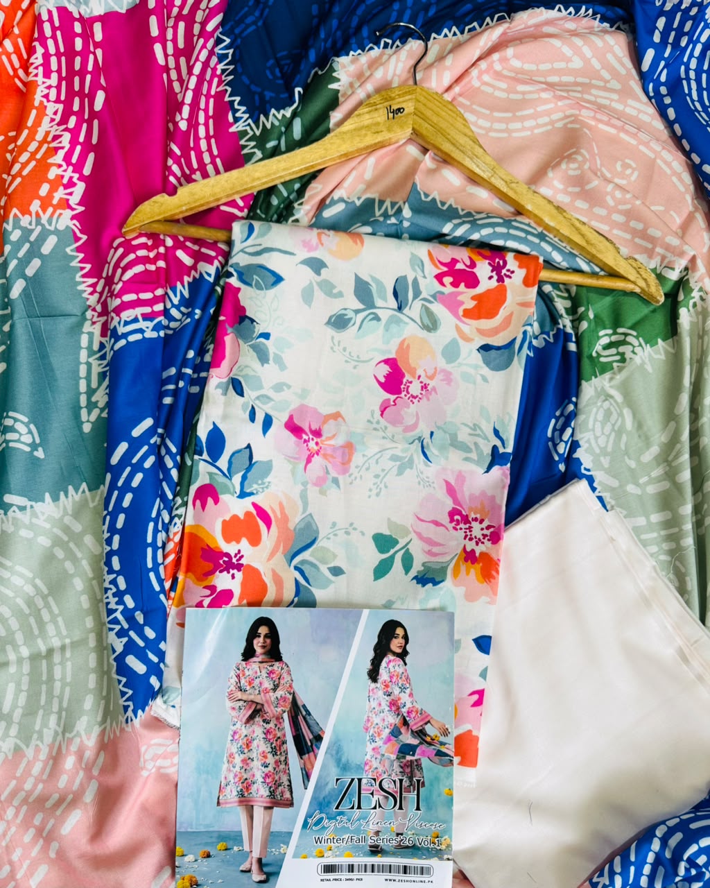 Zesh Digital Printed Linen Viscose 3 Piece Unstitched Suit | Premium Collection