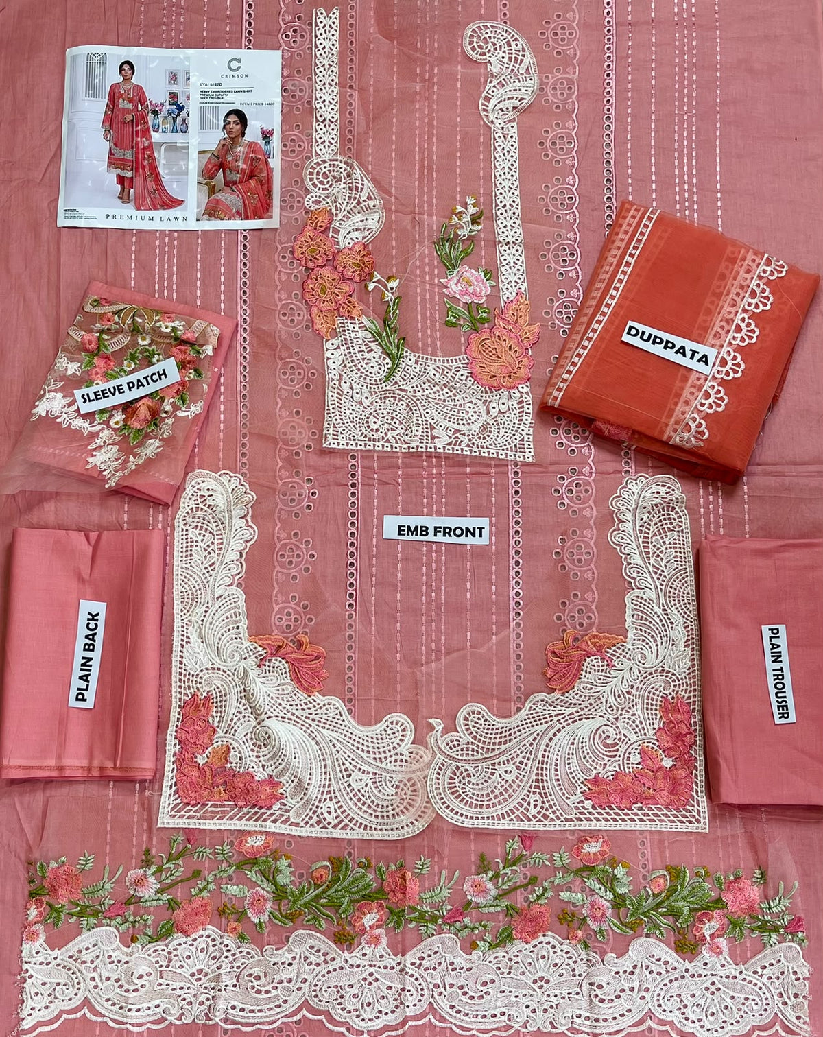 Crimson Embroidered Lawn 3-Piece Suit