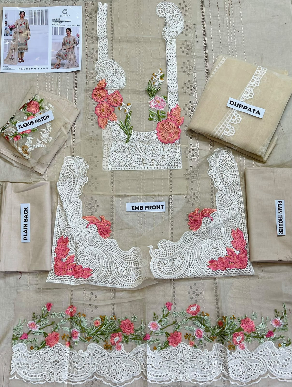 Crimson Embroidered Lawn 3-Piece Suit