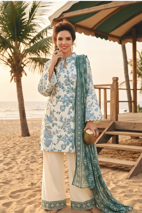 Zesh Digital Printed Cambric Cotton 3 Piece Unstitched Suit