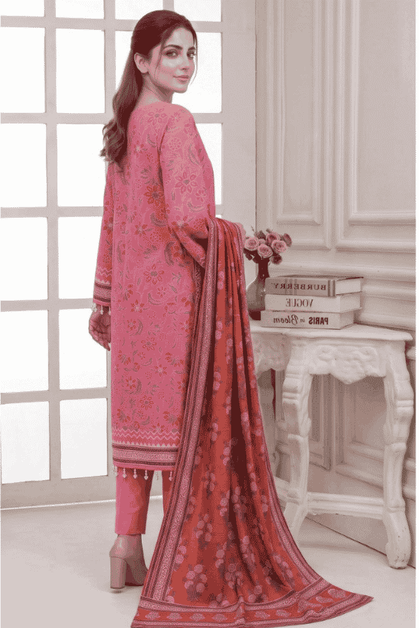 Mashaim Printed Khaddar 3 Piece Unstitched Suit