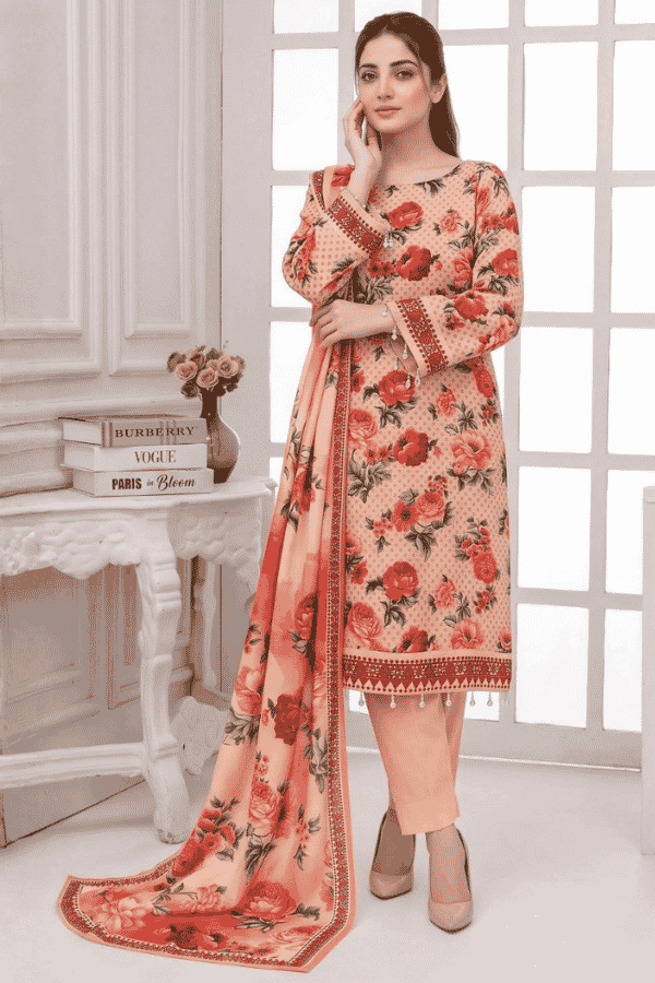 Mashaim Printed Khaddar 3 Piece Unstitched Suit