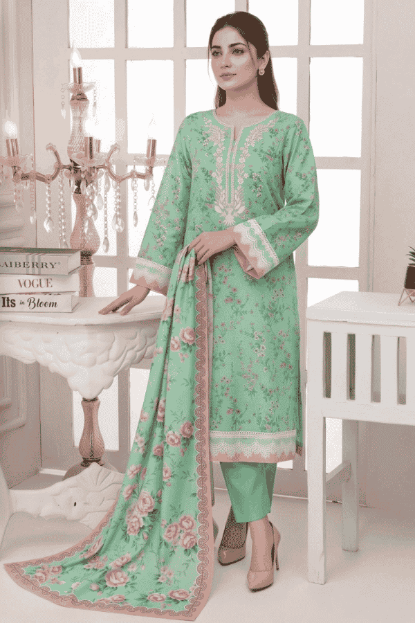 Mashaim Printed Khaddar 3 Piece Unstitched Suit