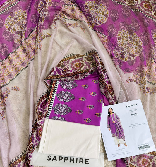 Sapphire Digital Printed Lawn 3 Piece Unstitched Suit