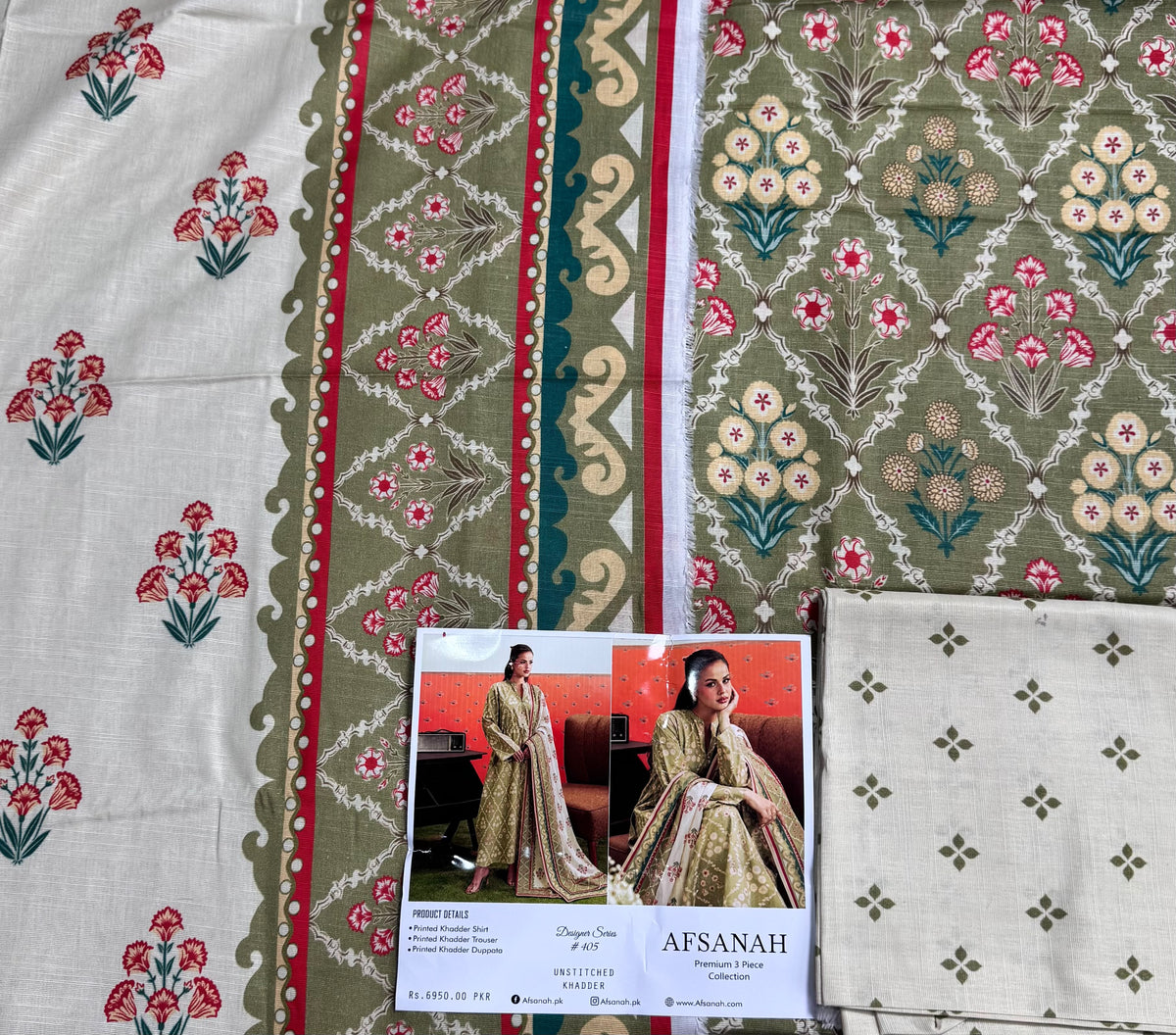 AFSANAH Premium Printed Khaddar 3 Piece