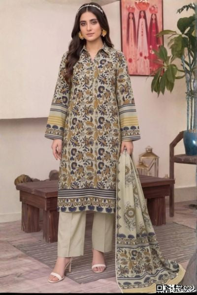 Mashaim Printed Khaddar | Digital Printed 3-Piece Khaddar Suit