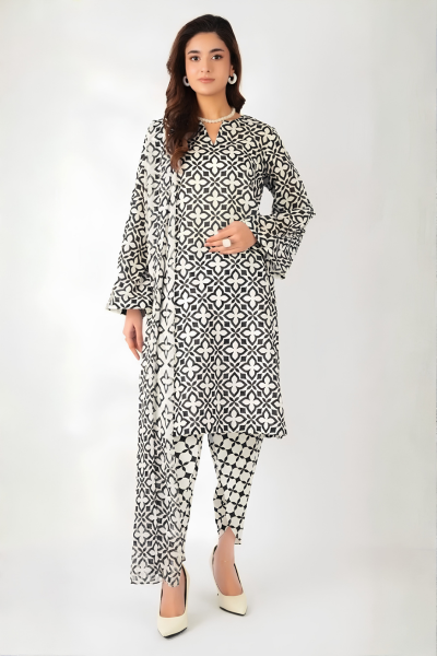 Bareeze Printed Karandi 3-Piece Suit