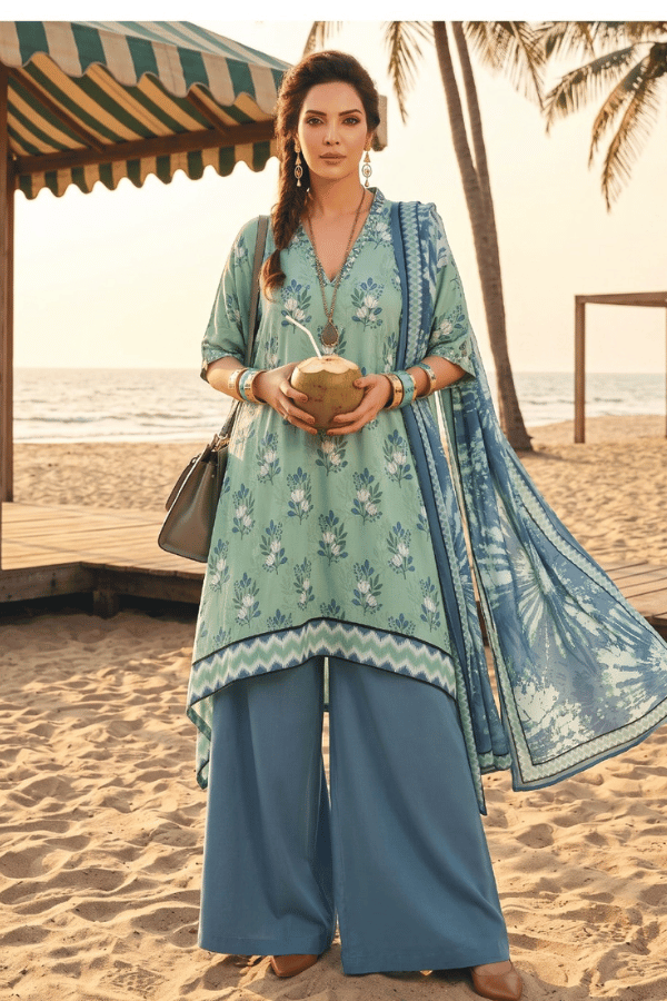 Zesh Digital Printed Cambric Cotton 3 Piece Unstitched Suit
