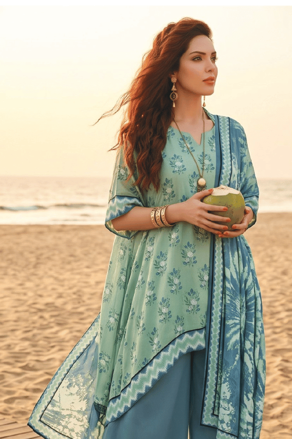 Zesh Digital Printed Cambric Cotton 3 Piece Unstitched Suit