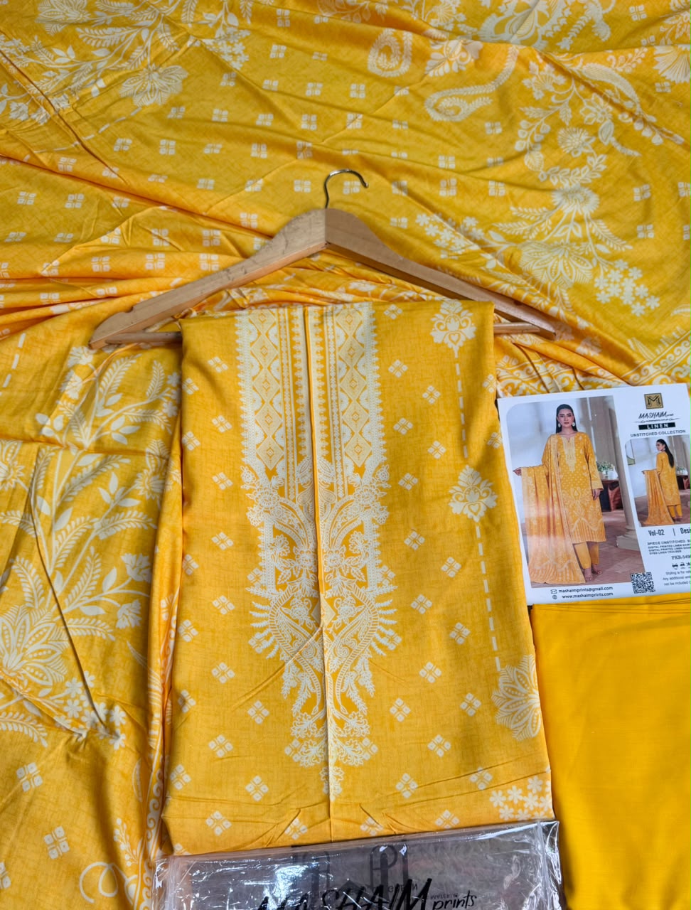 Mashaim Digital Printed Linen 3 Piece