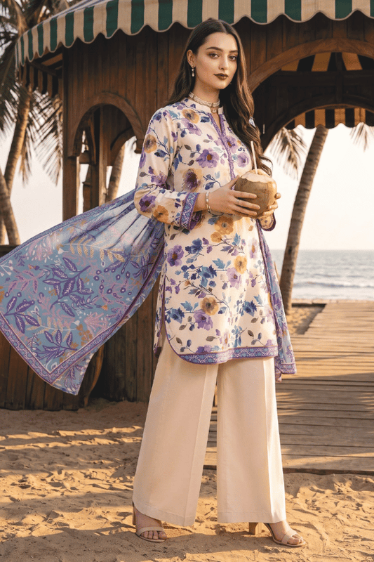 Zesh Digital Printed Cambric Cotton 3 Piece Unstitched Suit