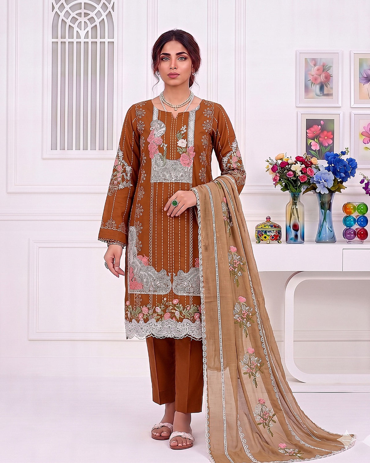 Crimson Embroidered Lawn 3-Piece Suit