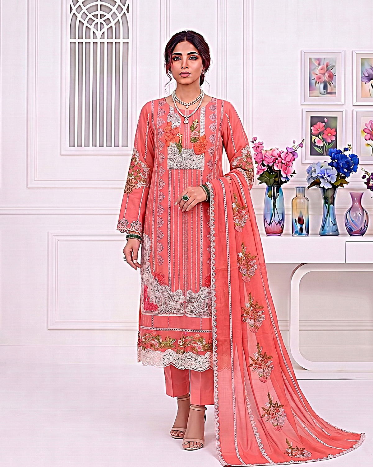 Crimson Embroidered Lawn 3-Piece Suit