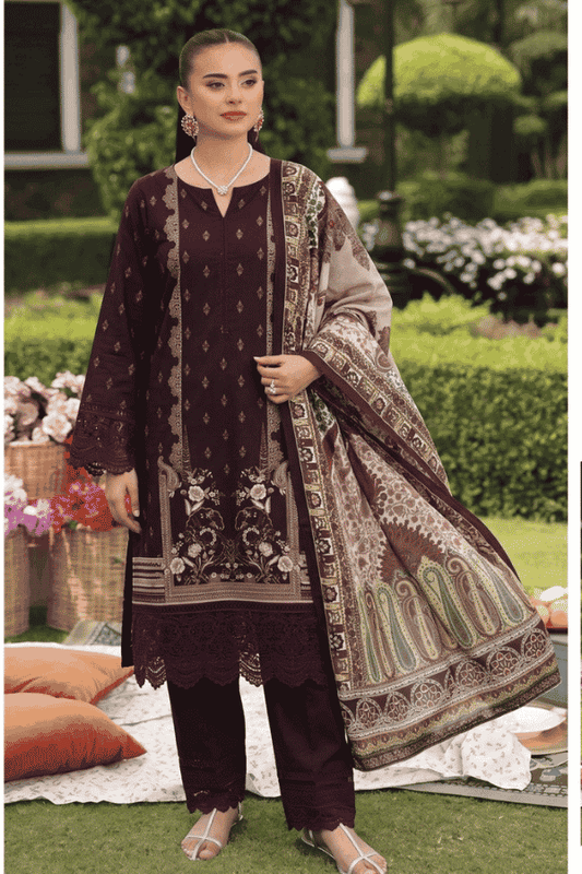 Malhaar Printed Linen 3 Piece Unstitched Suit