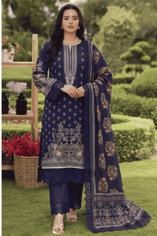 Malhaar Printed Linen 3 Piece Unstitched Suit