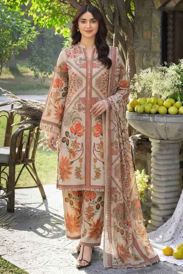 Sapphire Printed Shamooz Silk 3Pc Suit