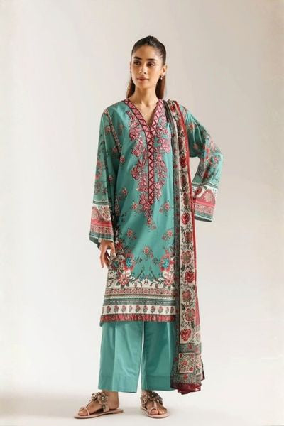 Ethnic Embroidered Unstitched 3 Piece Suit for Women