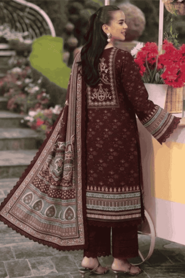 Malhaar Printed Linen 3 Piece Unstitched Suit