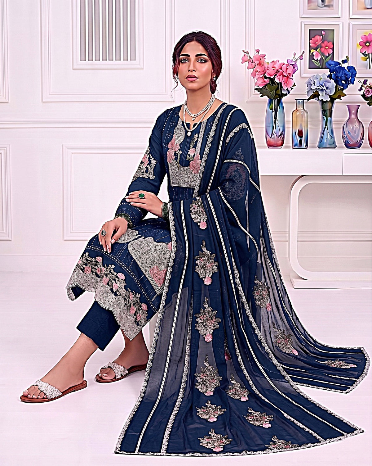 Crimson Embroidered Lawn 3-Piece Suit