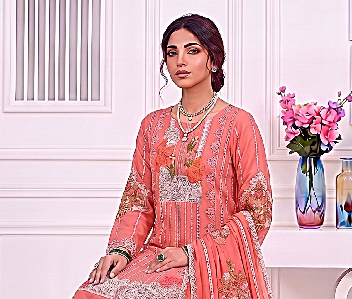 Crimson Embroidered Lawn 3-Piece Suit