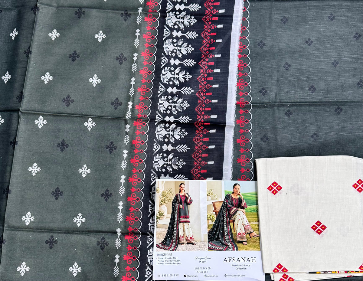 AFSANAH Premium Printed Khaddar 3 Piece