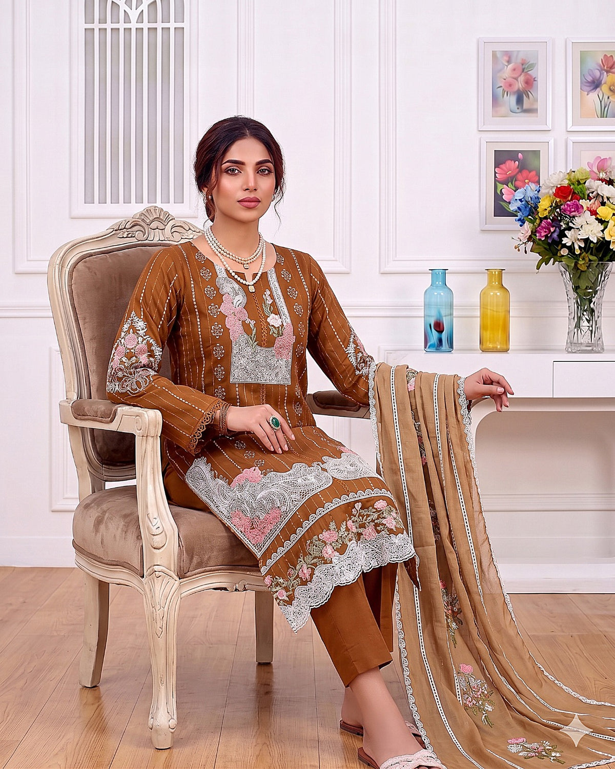 Crimson Embroidered Lawn 3-Piece Suit