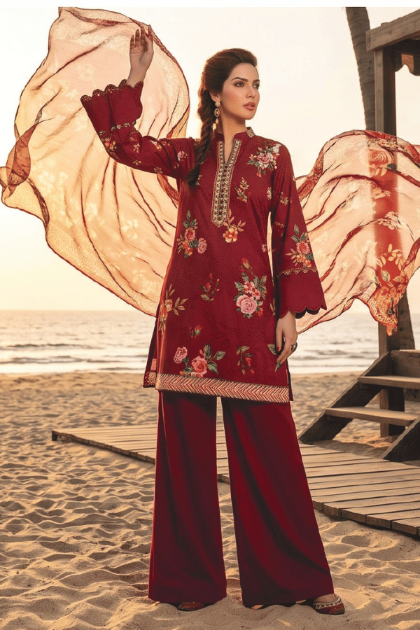 Zesh Digital Printed Cambric Cotton 3 Piece Unstitched Suit
