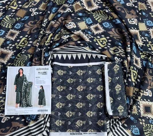 Edenrobe Digital Printed Khaddar 3 Piece