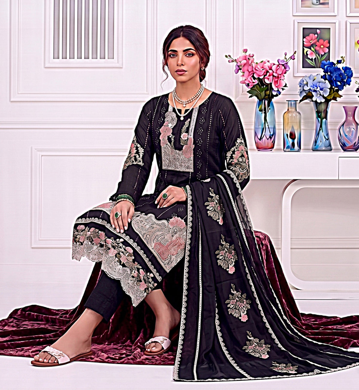 Crimson Embroidered Lawn 3-Piece Suit