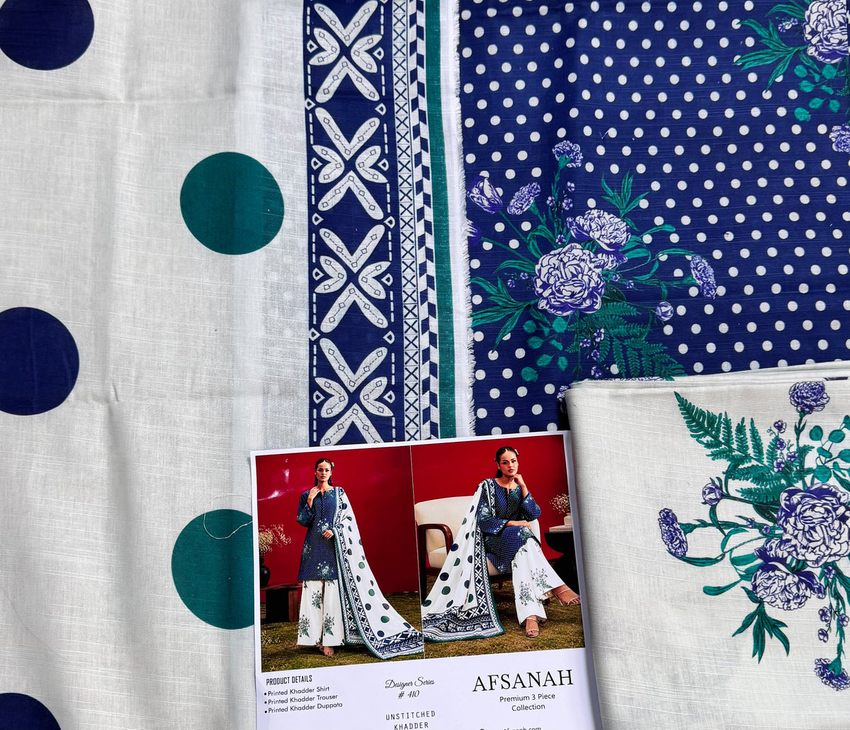 AFSANAH Premium Printed Khaddar 3 Piece