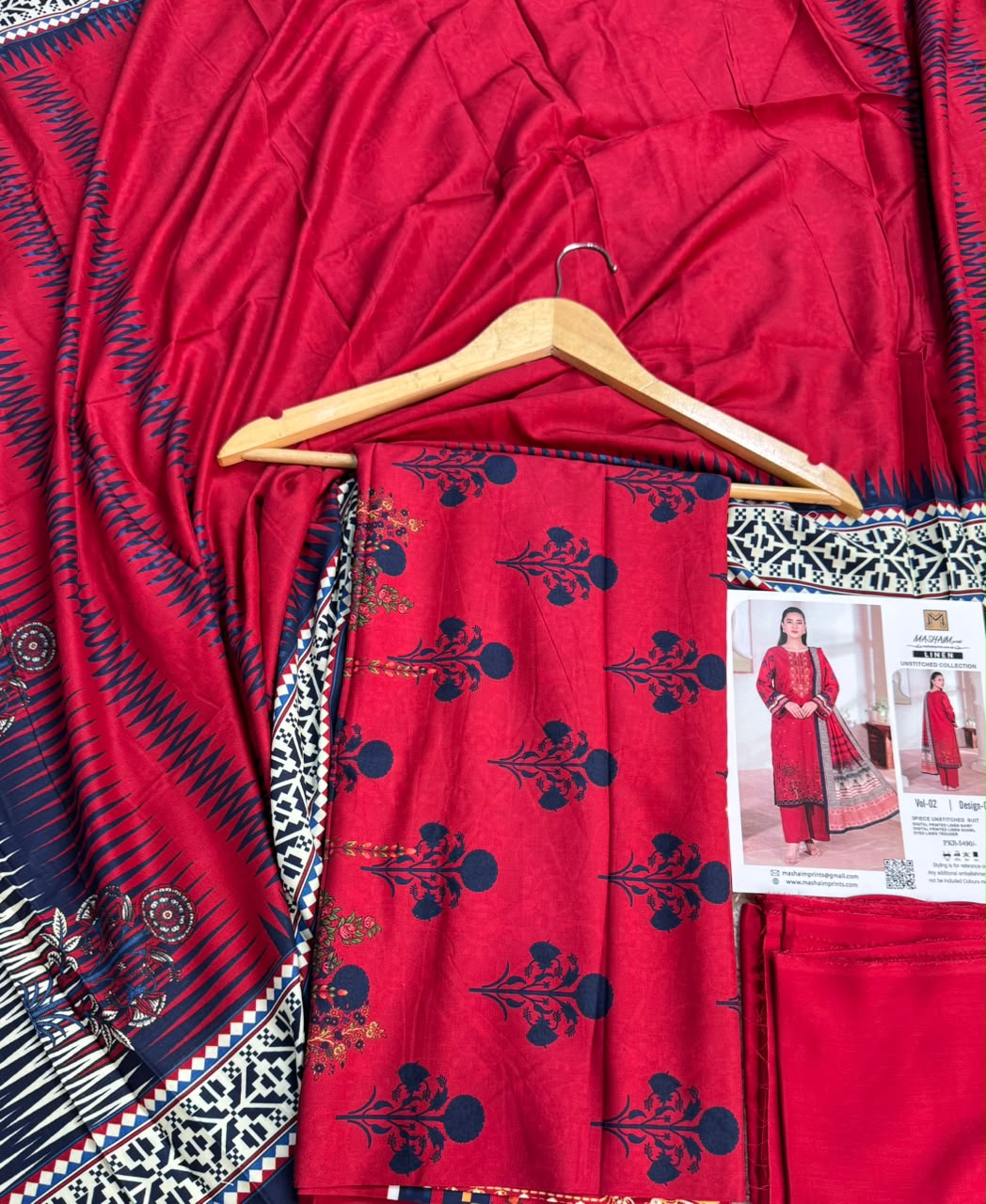 Mashaim Digital Printed Linen 3 Piece