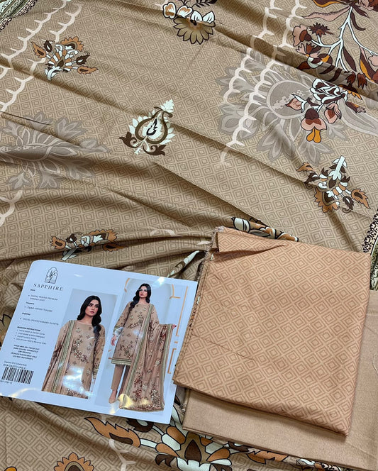 Sapphire Digital Printed Karandi 3-Piece Suit