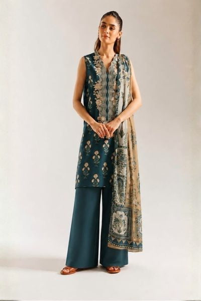 Ethnic Embroidered Unstitched 3 Piece Suit for Women