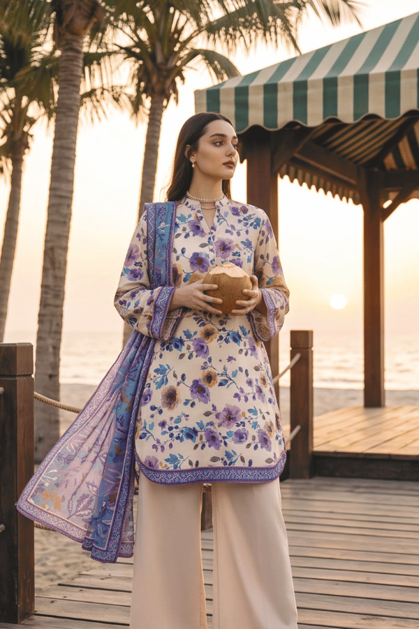 Zesh Digital Printed Cambric Cotton 3 Piece Unstitched Suit