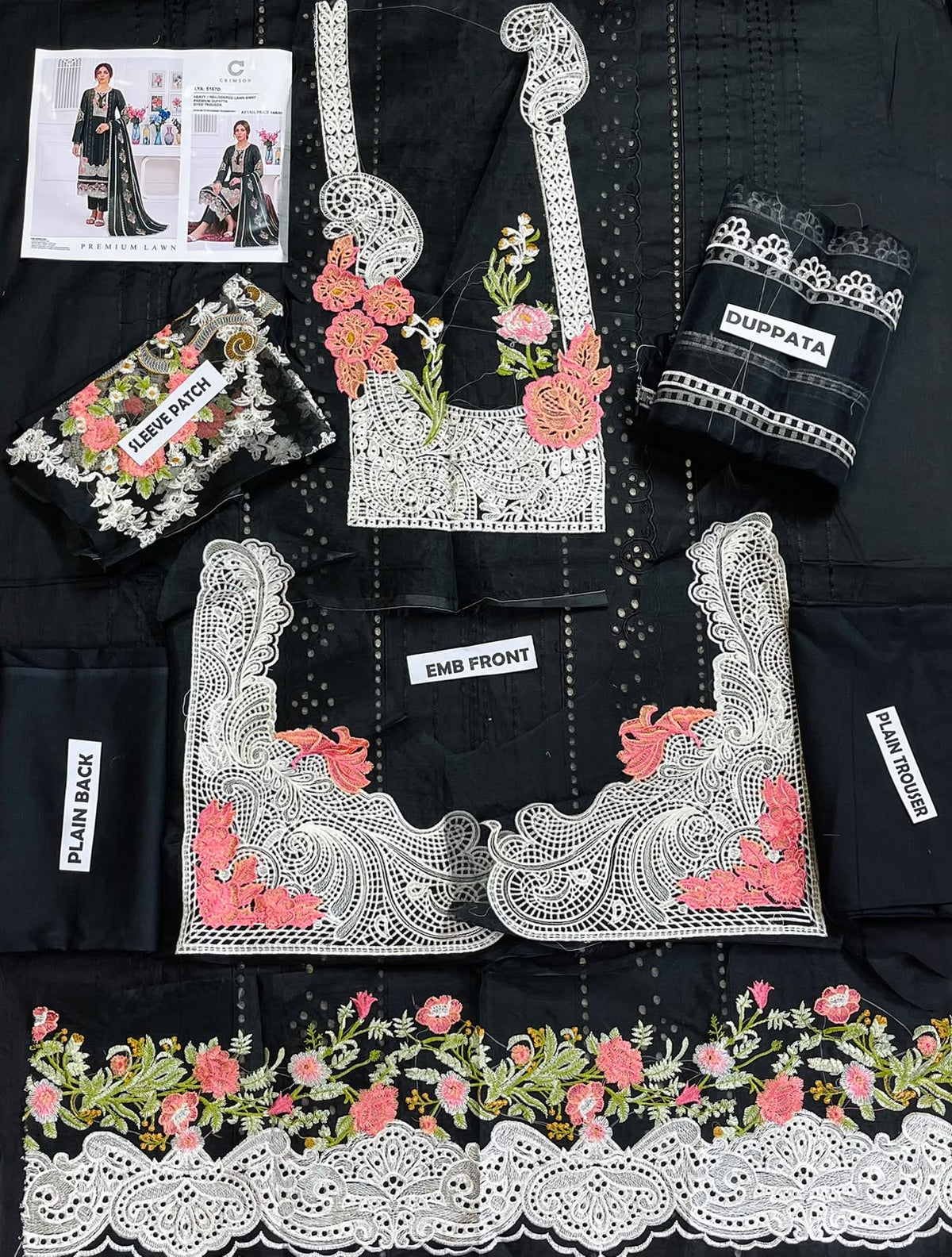 Crimson Embroidered Lawn 3-Piece Suit