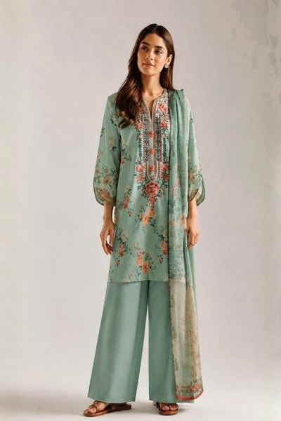 Ethnic Embroidered Unstitched 3 Piece Suit for Women