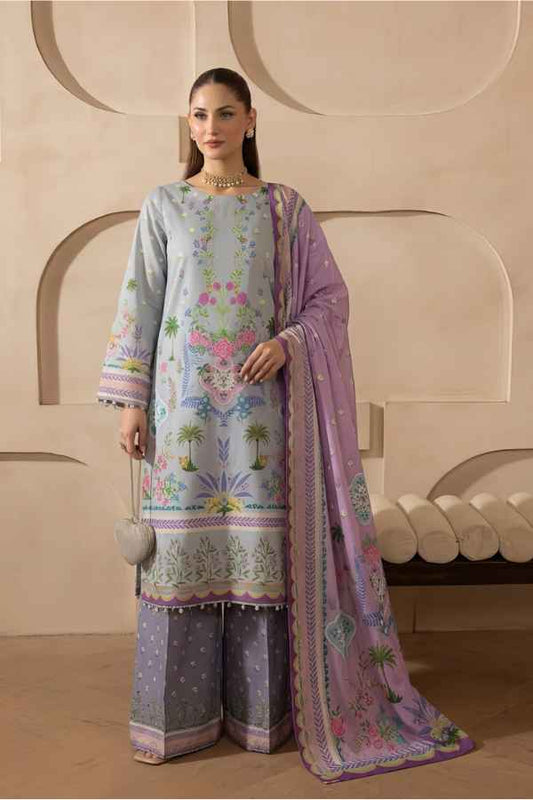 Sapphire Printed Shamooz Silk 3Pc Suit