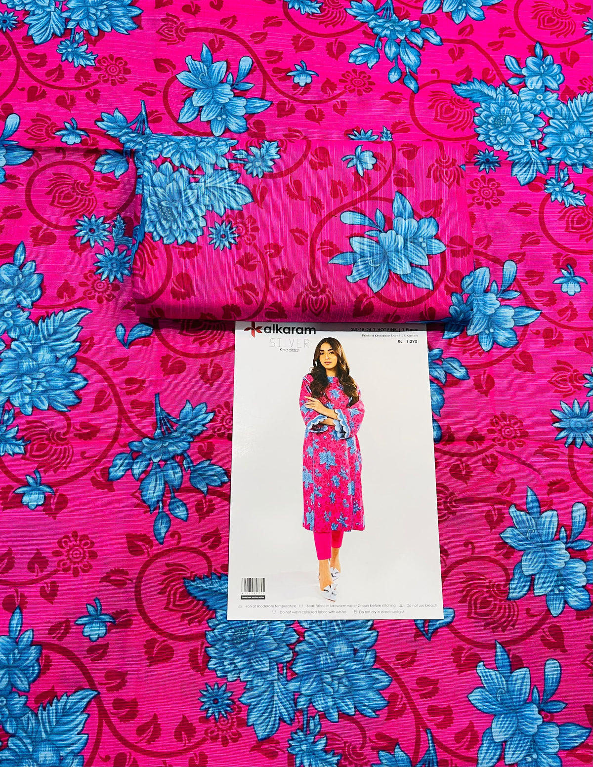 Alkaram Printed Silver Khaddar Shirt