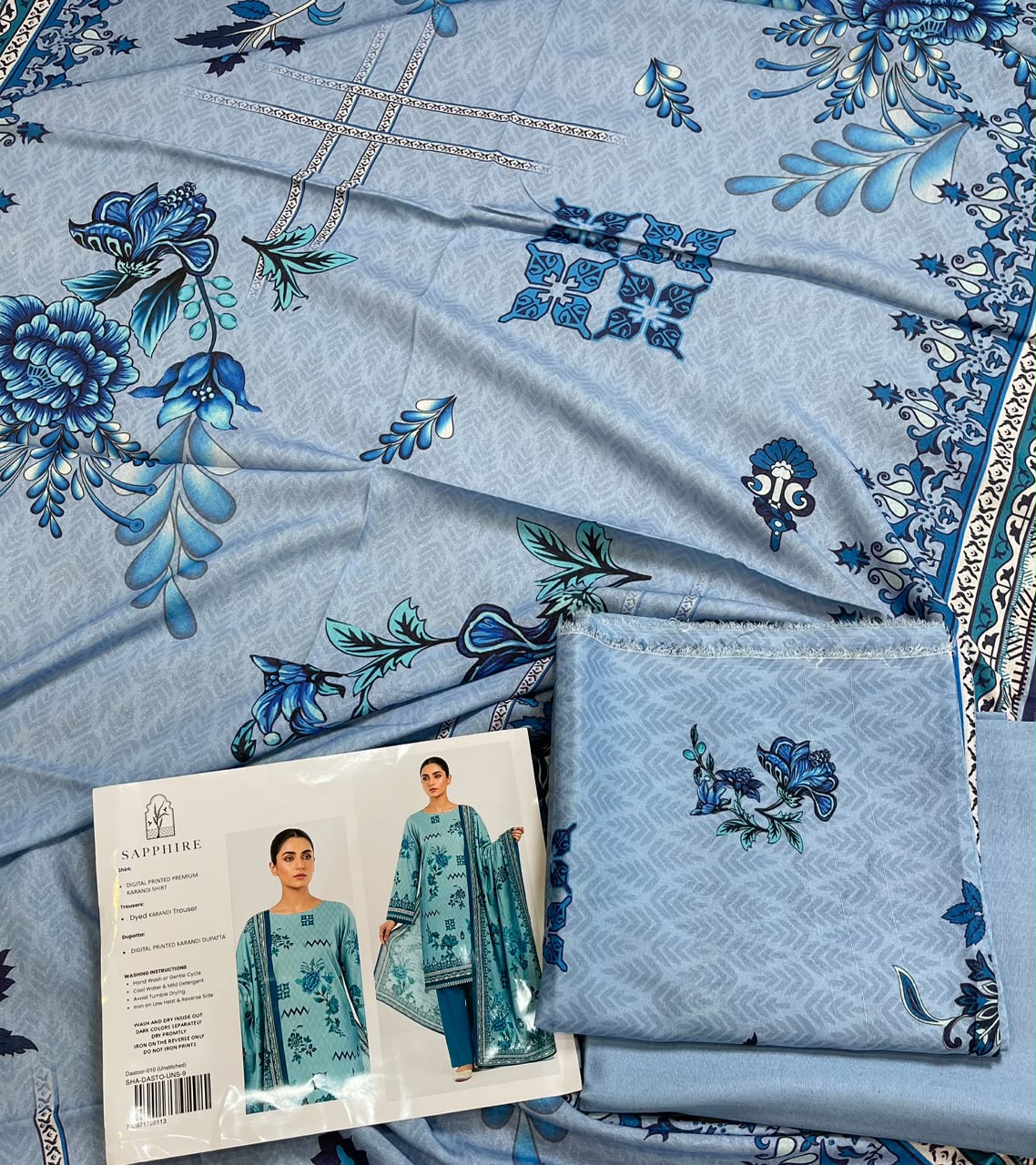 Sapphire Digital Printed Karandi 3-Piece Suit