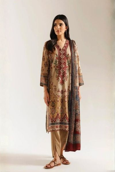 Ethnic Embroidered Unstitched 3 Piece Suit for Women