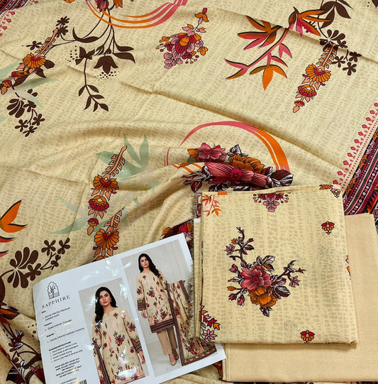 Sapphire Digital Printed Karandi 3-Piece Suit