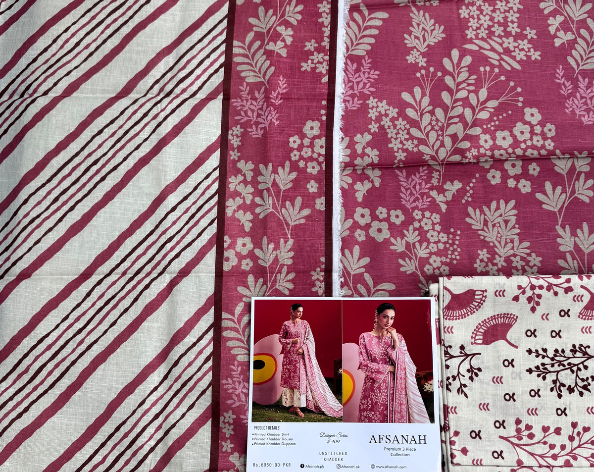AFSANAH Premium Printed Khaddar 3 Piece