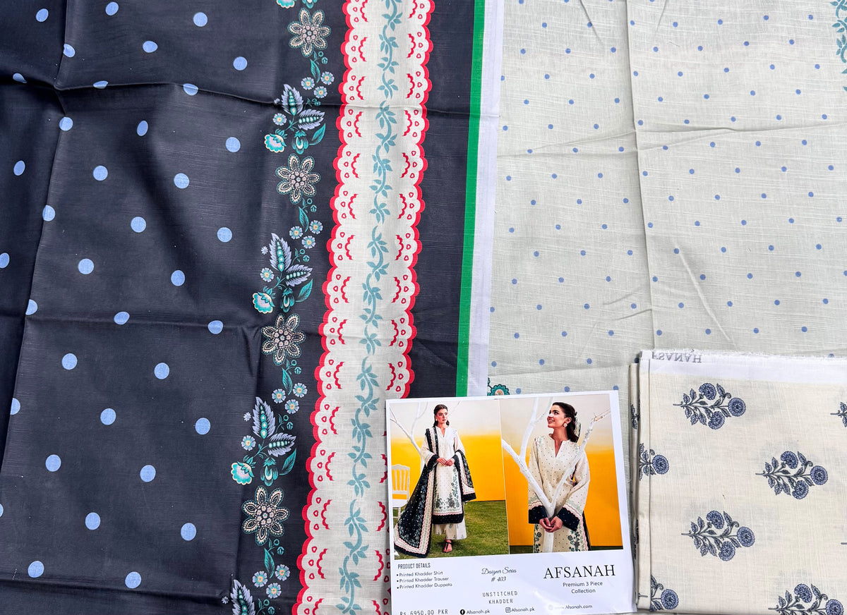 AFSANAH Premium Printed Khaddar 3 Piece