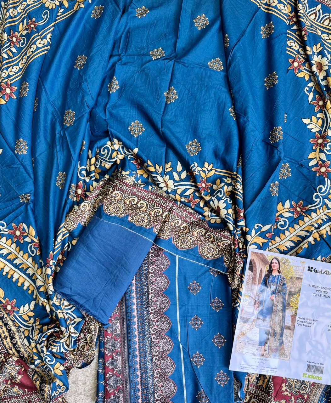 Gul Ahmed Printed Linen Unstitched 3 Piece Suit – Elegant Winter Collection