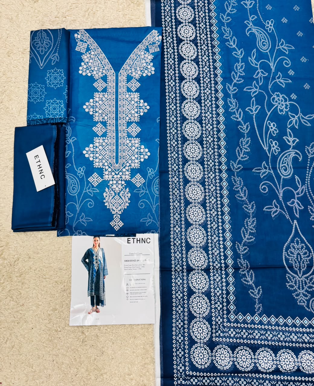Ethnic Embroidered Unstitched 3 Piece Suit for Women