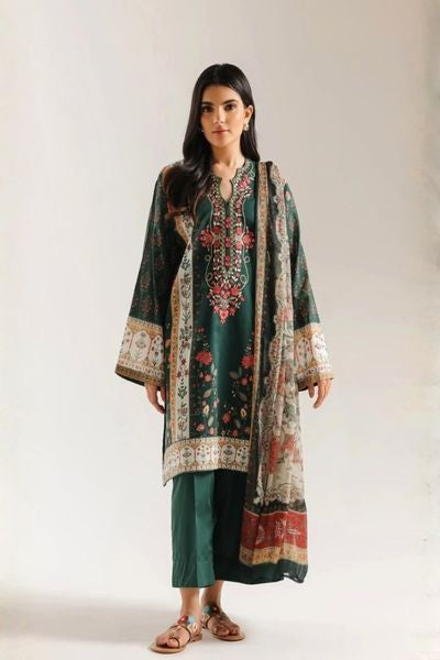 Ethnic Embroidered Unstitched 3 Piece Suit for Women