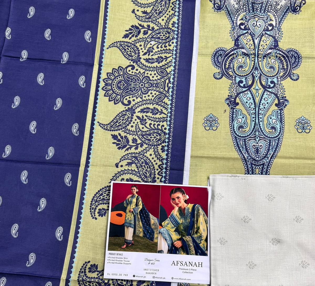 AFSANAH Premium Printed Khaddar 3 Piece