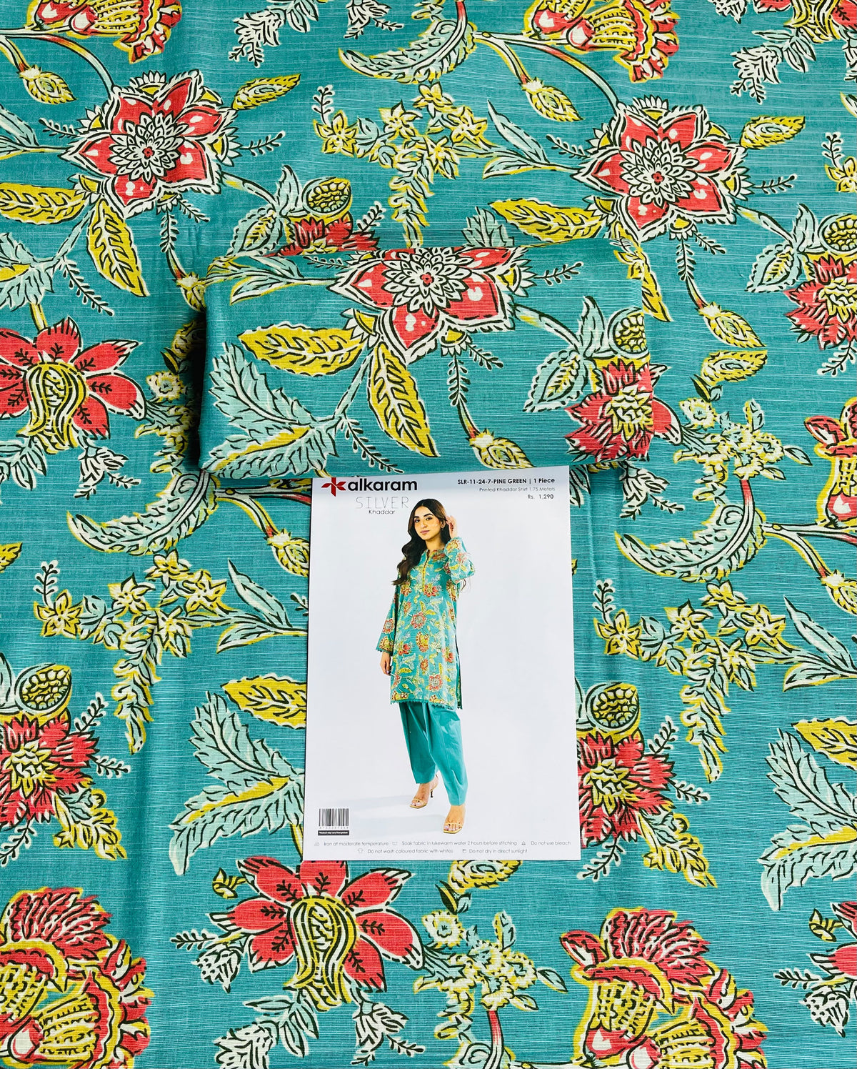 Alkaram Printed Silver Khaddar Shirt